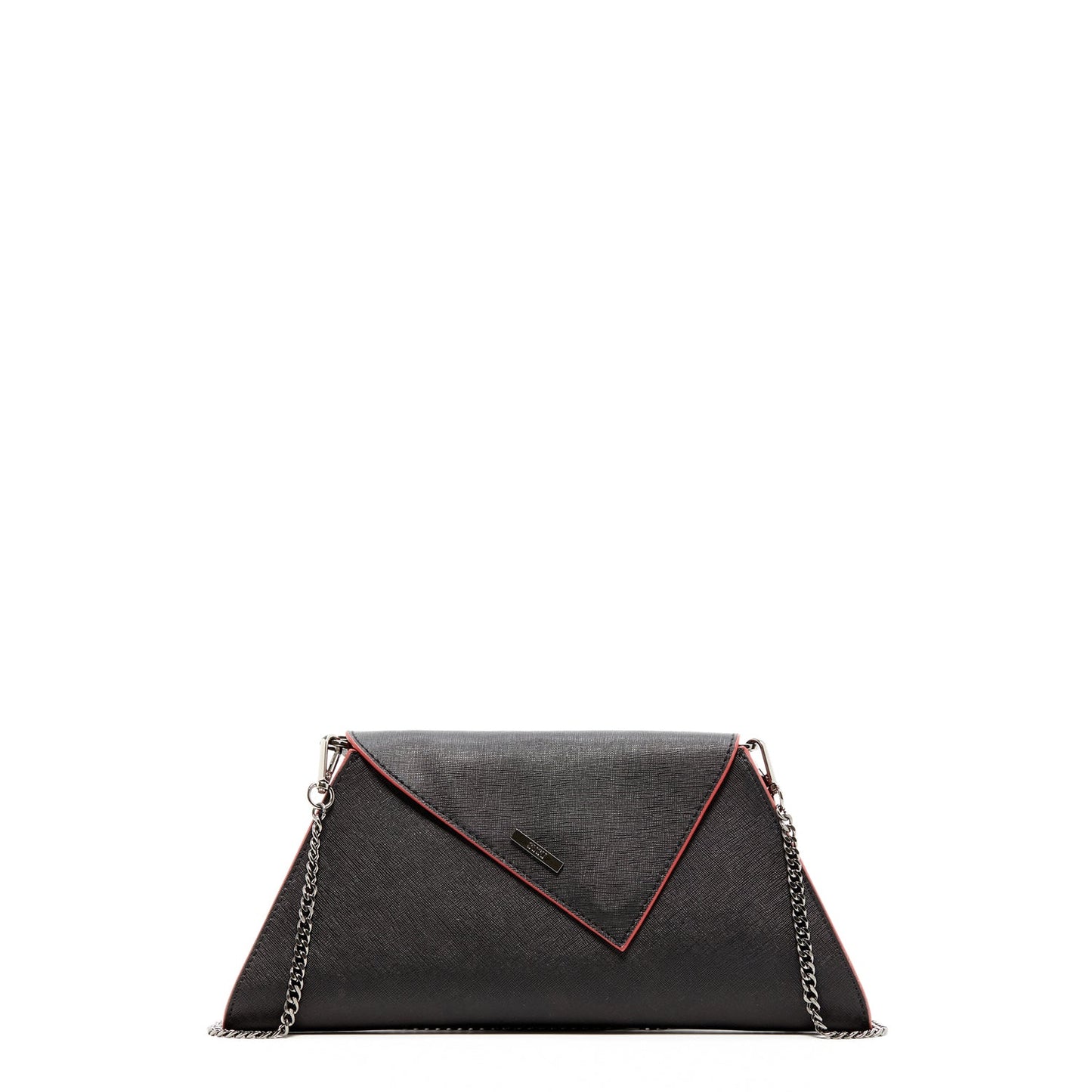 Black Leather Clutch Bag Unique Evening Purse Women's Handbag