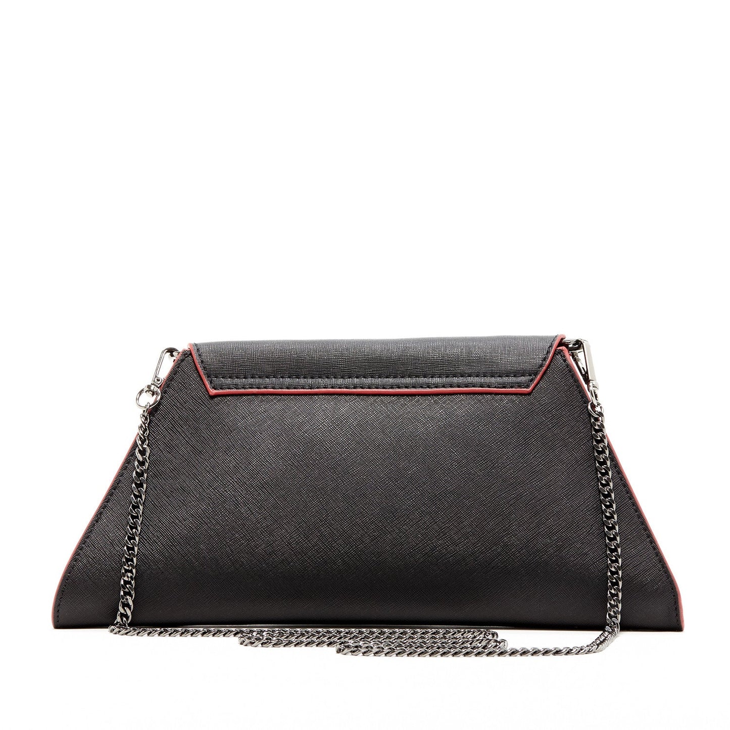Black Leather Clutch Bag Unique Evening Purse Women's Handbag